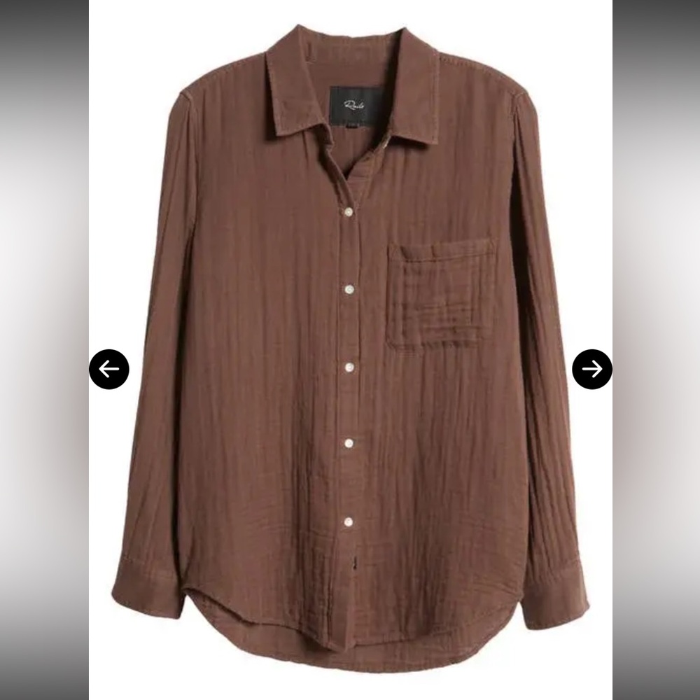 NWT Rails Chocolate Brown Button-Up Women's Top Light cotton Large - Picture 3 of 10